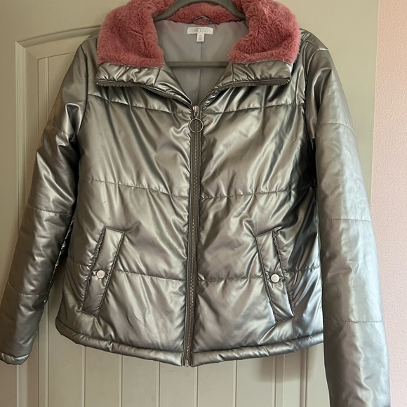 Abound silver jacket with pink fur collar - Picture 4 of 6